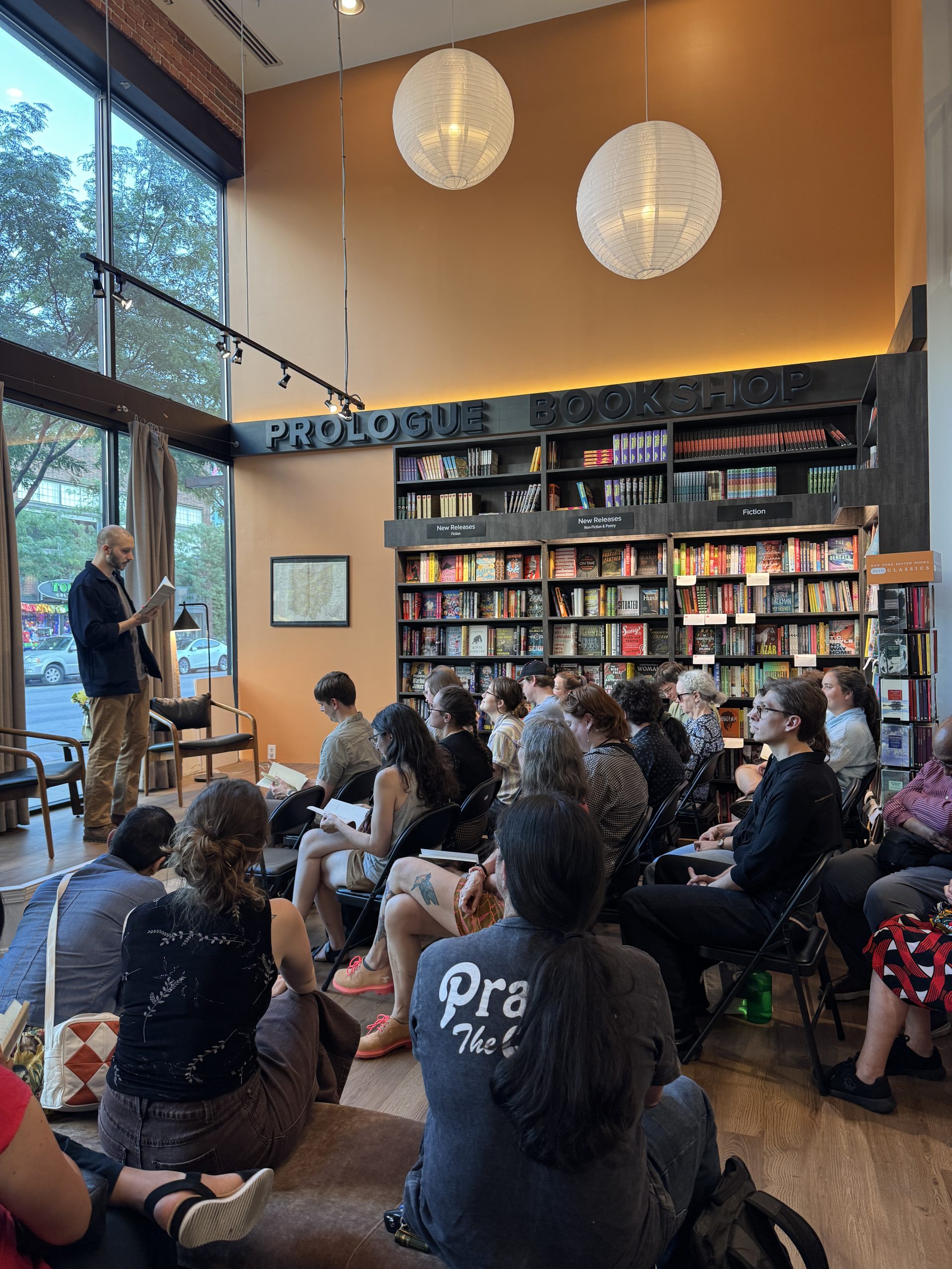 Weston Morrow reading at his book launch at Prologue Books in Columbus, Ohio, on September 3, 2026